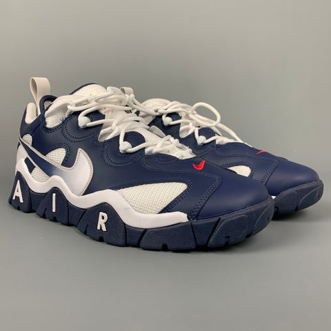 Zapatillas NIKE Air Barrage talla 10.5 de cuero de malla azul y blanco