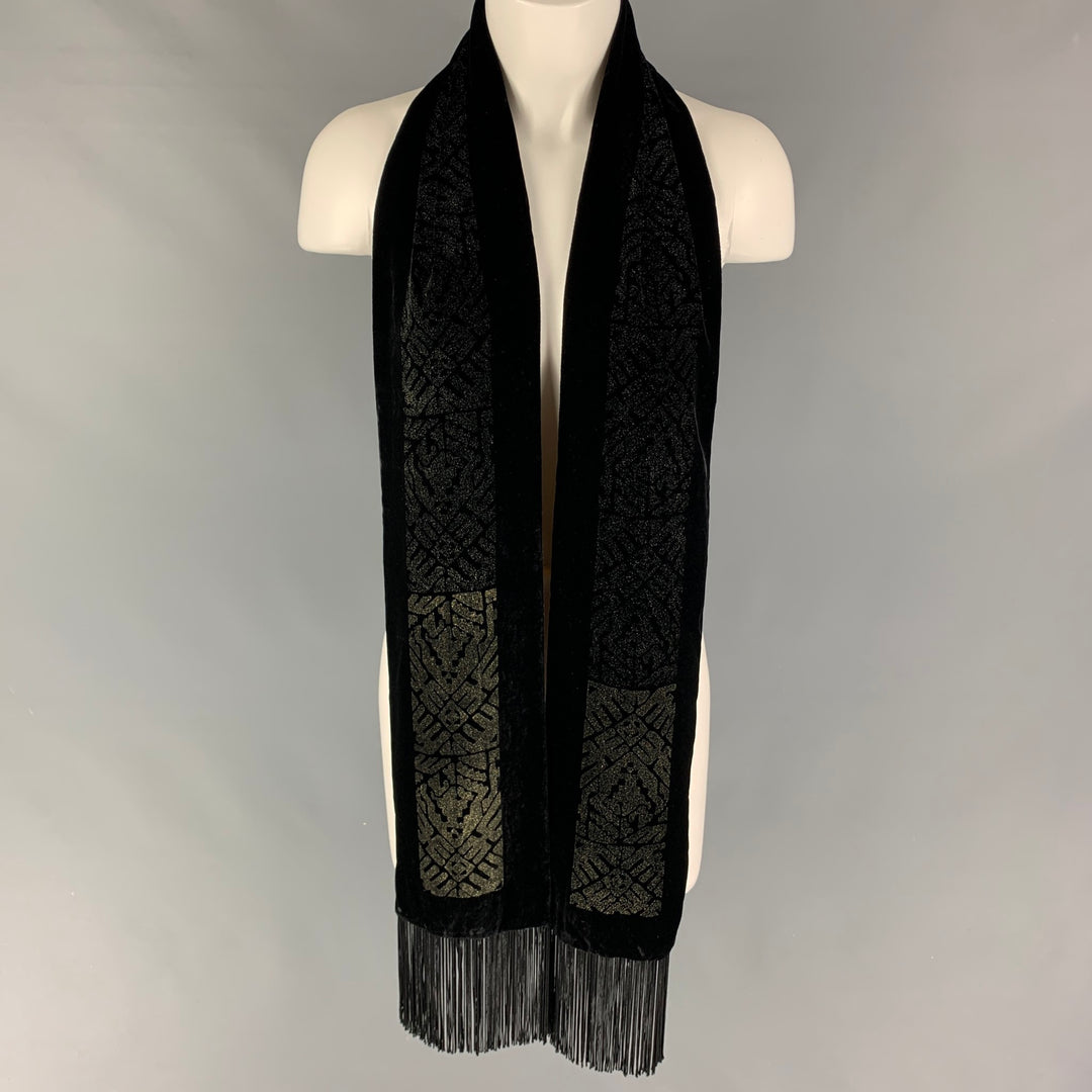 ETRO Black Glitter Viscose / Silk Velvet Scarf