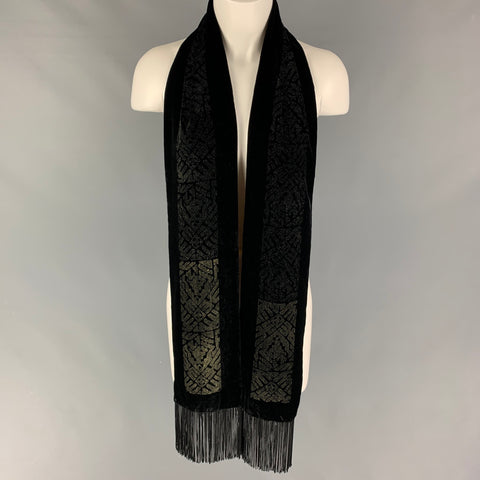 ETRO Black Glitter Viscose / Silk Velvet Scarf
