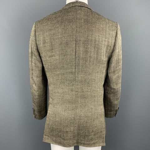 J CREW 38 R Black & Gold Herringbone Linen Ludlow Sport Coat