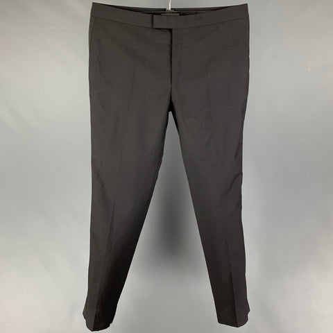 ALEXANDER MCQUEEN Taille 40 Pantalon de costume de smoking en laine noire Mohair