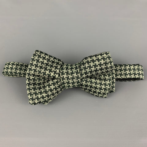 TOM FORD Dark Green Green Houndstooth Silk Linen Bow Tie