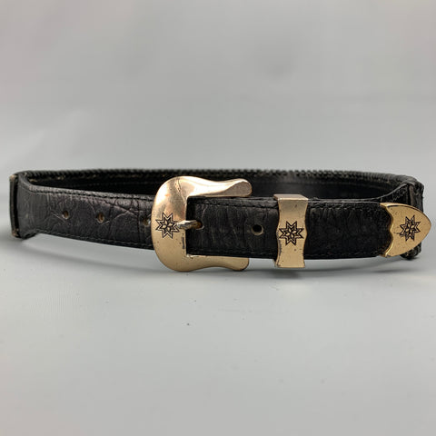 VINTAGE Taille M Ceinture en cuir Gammon Shire noir et bleu