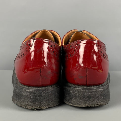 NEPENTHES CO. LTD. Size 10 Burgundy Perforated Patent Leather Lace Up Shoes