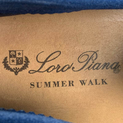 LORO PIANA Size 10 Blue Suede Slip On Summer Walk  Loafers