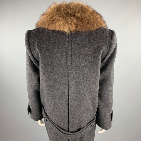CALVIN KLEIN Taille 10 Manteau à double boutonnage en laine mélangée charbon de bois