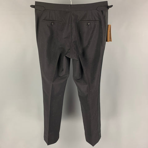 BURBERRY Size 36 Black Embellishment Mohair Wool Tuxedo Dress Pants