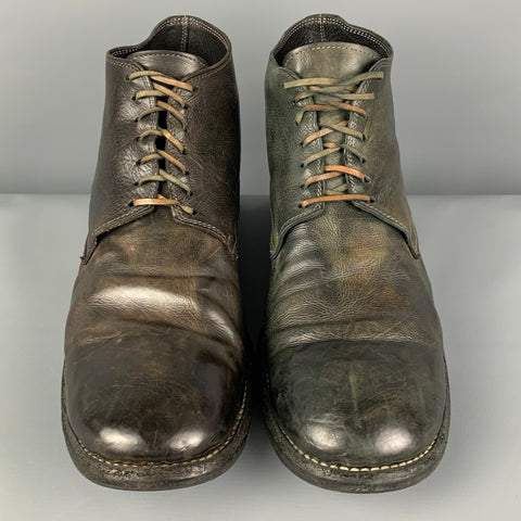 GUIDI Size 12 Black Distressed Leather Desert Boots