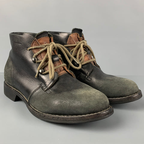 TIMBERLAND Taille 8.5 Bottes à lacets en cuir vieilli marron ardoise