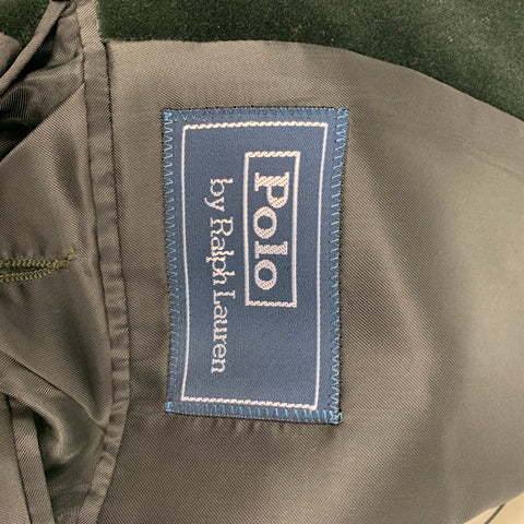 POLO by RALPH LAUREN Size 44 Regular Green Velvet Cotton Peak Lapel Sport Coat