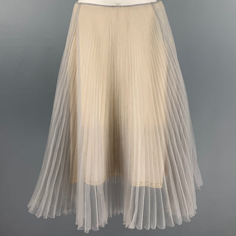 PRADA Taille S Jupe double couche plissée vert beige
