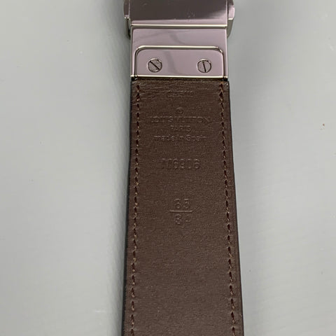 LOUIS VUITTON Size 34 Black & Brown Reversible Leather Belt