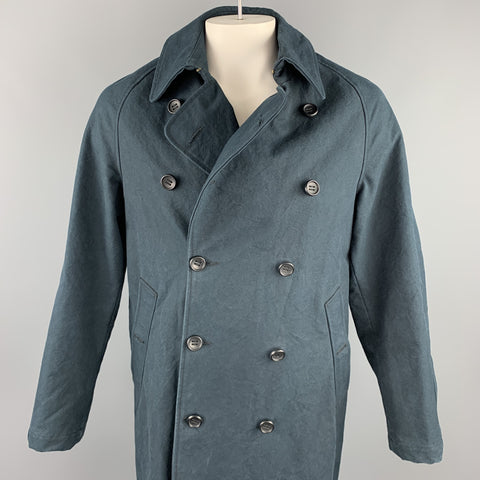 ADAM KIMMEL Size L Navy Cotton Double Breasted Hook & Eye Coat