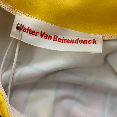 WALTER VAN BEIRENDONCK FW17 Size M Yellow Graphic Nylon Jersey Bike Top