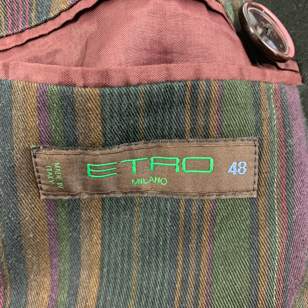 ETRO Size 38 Black Elastic Pockets Double Breasted Coat