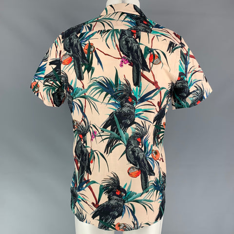 PS by PAUL SMITH Size S Multi-Color Print Cotton / Linen Camp Short Sleeve Shirt