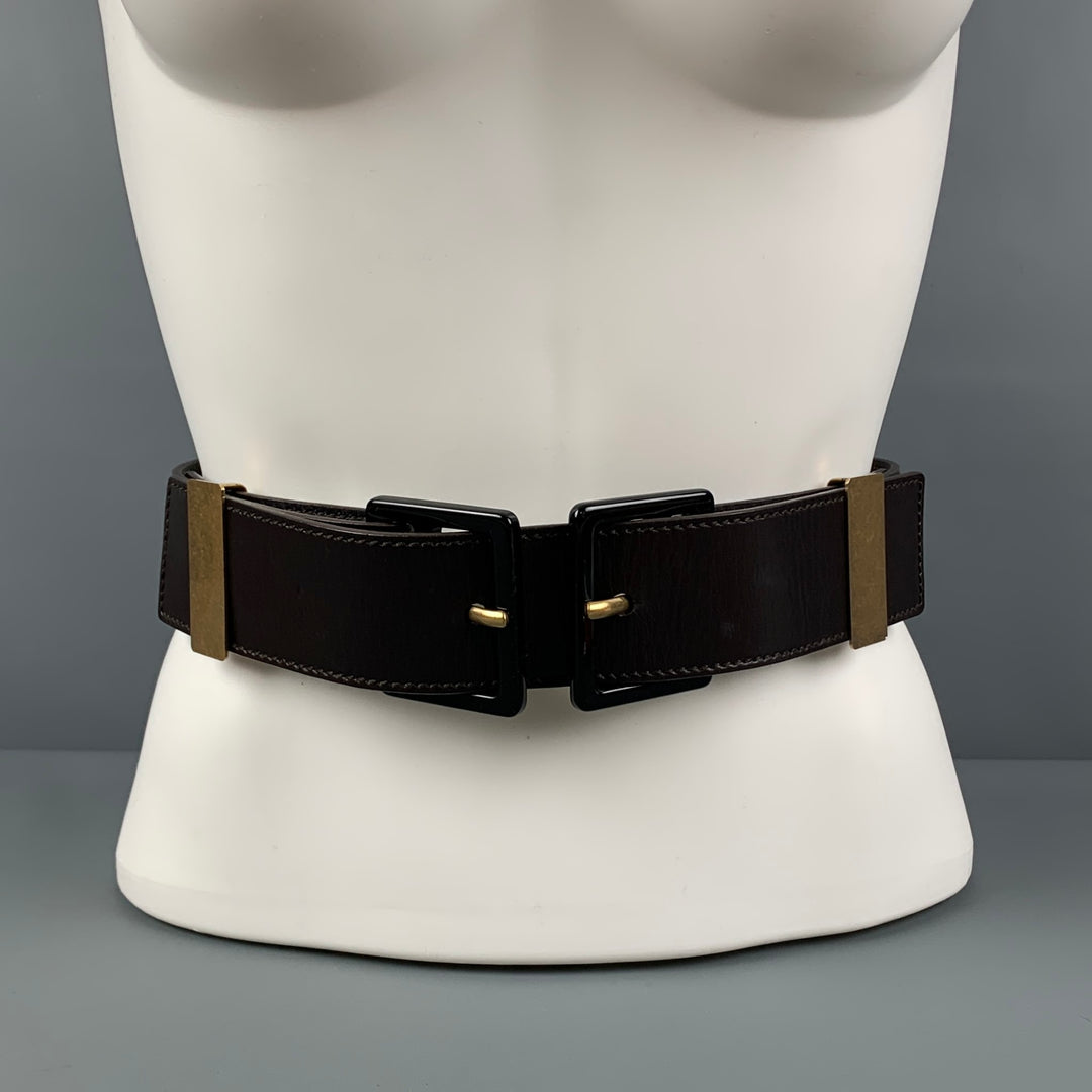 YVES SAINT LAURENT Waist Size M Brown Leather Belt