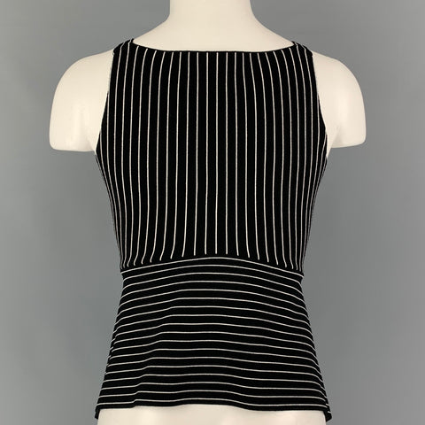 ALEXANDER WANG Size XS Black White Viscose Blend Stripe Sleeveless Top