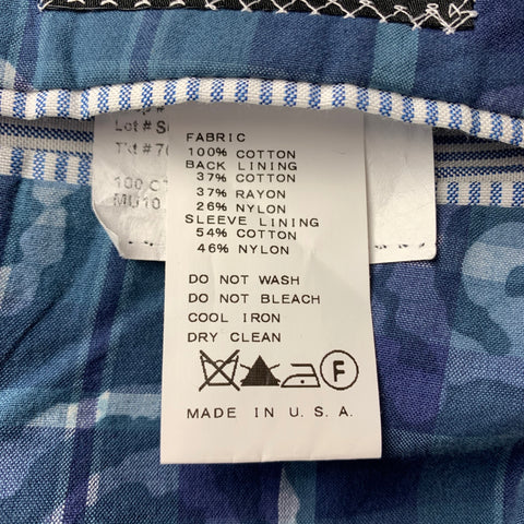 SOUTHWIK for JOURNAL STANDARD Size 34 Short Blue Plaid Notch Lapel Sport Coat