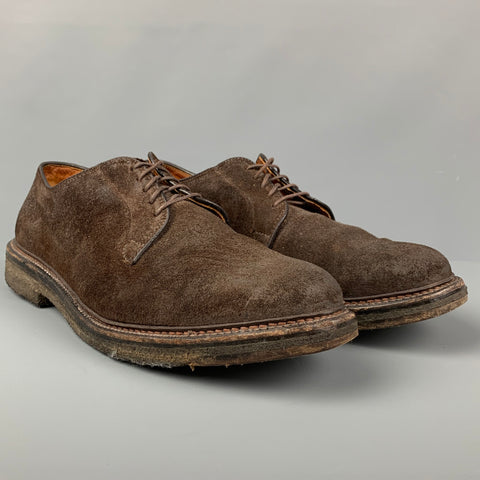 ALDEN Size 11 Brown Distressed Suede Lace Up Shoes