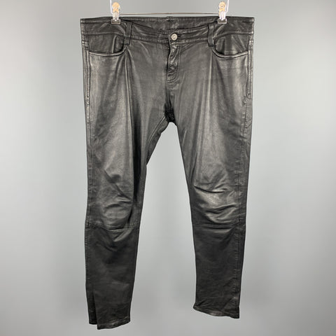 ALLSAINTS SPITALFIELDS Size 30 Black Leather Biker Jean Cut Pants