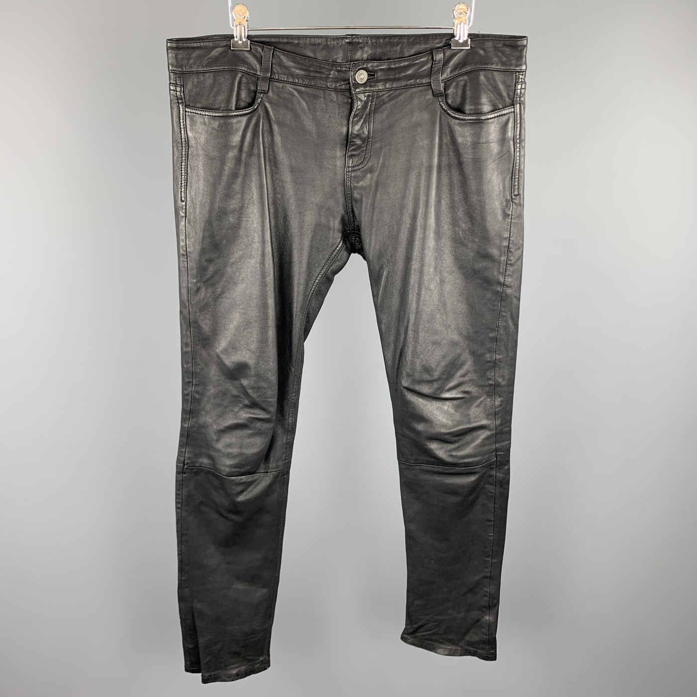 ALLSAINTS SPITALFIELDS Size 30 Black Leather Biker Jean Cut Pants