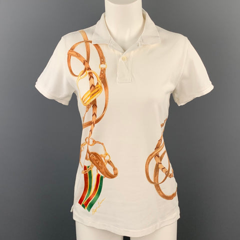 RALPH LAUREN Blue Label Édition Limitée Taille L Polo en coton équestre blanc