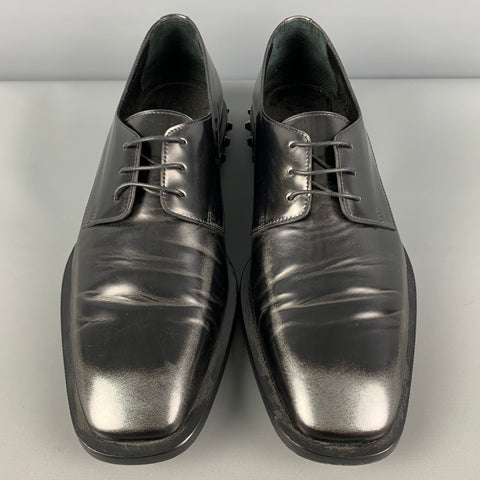 JIMMY CHOO Size 9.5 Black Grey Ombre Leather Lace Up Shoes