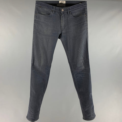 ACNE STUDIOS Taille 32 Jean droit cinq poches en coton élasthanne gris anthracite