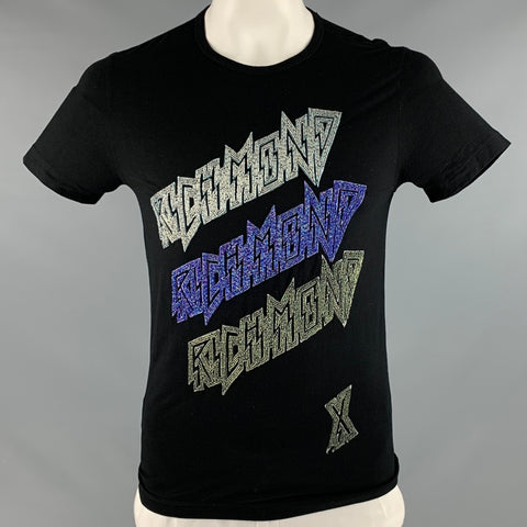 JOHN RICHMOND Taille L T-shirt à col rond en rayonne et élasthanne perlé noir