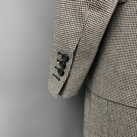 WALTER VAN BEIRENDONCK F/W 16 Size 40 Black & White Houndstooth Cotton / Wool Notch Lapel 1003 Sharp Doll Suit