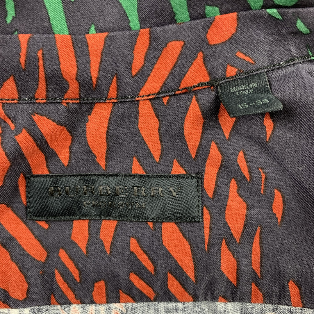 BURBERRY PRORSUM Taille S Chemise à manches courtes boutonnée en coton imprimé multicolore