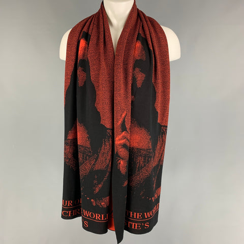 BERMHARD WILLHELM Orange Black Knitted Savior Of The World Scarf