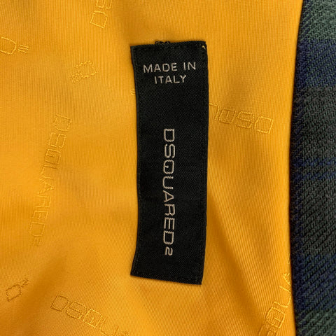 DSQUARED2 Taille 36 Manteau de sport en coton à carreaux Blackwatch vert marine