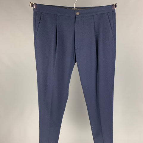 PAUL SMITH Taille 34 Pantalon habillé en laine marine à pli unique