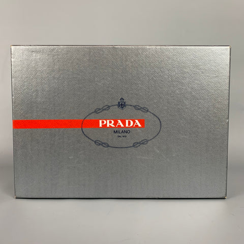 PRADA Size 12 Brown Perforated Leather Wingtip Lace Up Shoes