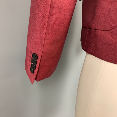 KRIS VAN ASSCHE Size 36 Burgundy & Black Viscose Blend Sport Coat