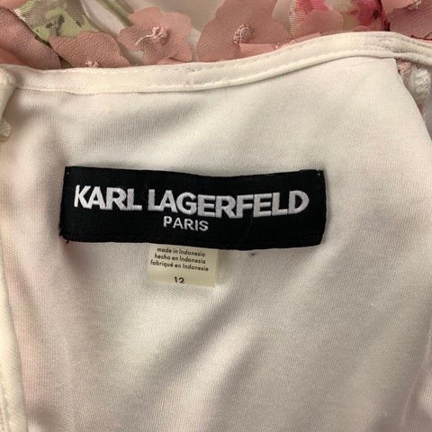 KARL LAGERFELD Size 12 Pink Floral Polyester Sheath Dress
