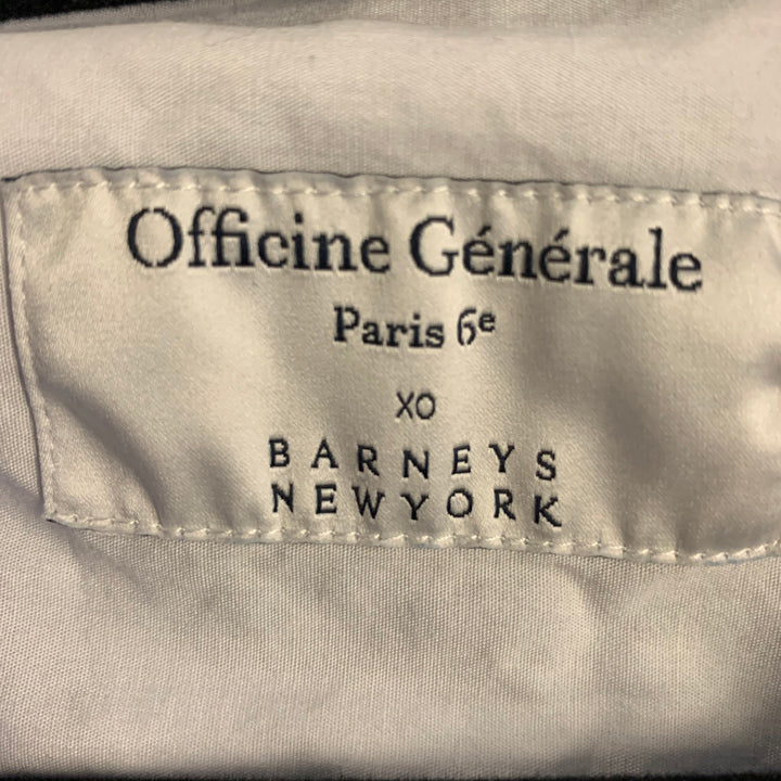 OFFICINE GENERALE Size XL Quilted Cotton Blend Nehru Collar Long Sleeve Shirt