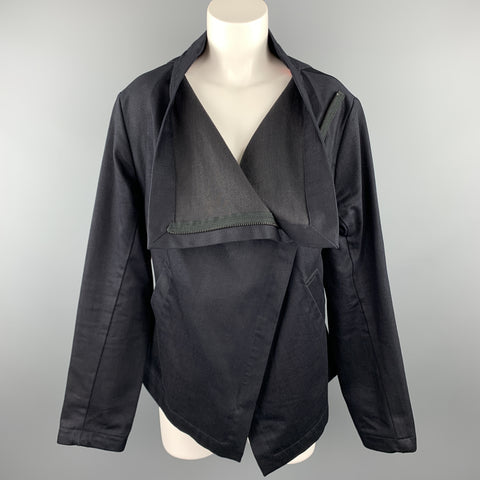 HARPUTS Size M Navy Cotton Asymmetrical SQUARE Jacket