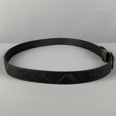 BURBERRY Size 40 Black Embossed Leather Belt