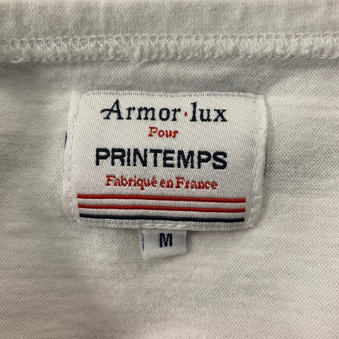 ARMOR-LUX Size M White, Red & Blue Stripe Cotton Short Sleeve T-shirt