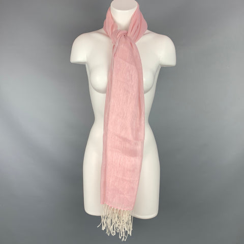 VINTAGE Pink Cashmere / Linen Suede Fringe Scarf