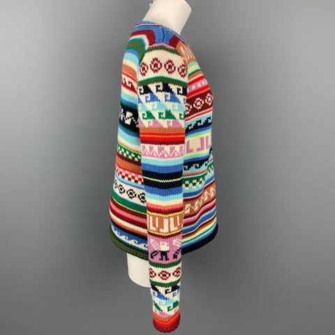 LANVIN Size L Multi-Color Jacquard Pattern JL Wool / Polyester Boat Neck Sweater