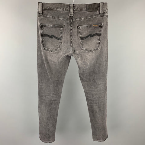 NUDIE JEANS Size 31 Gray Washed Cotton Button Fly Jeans