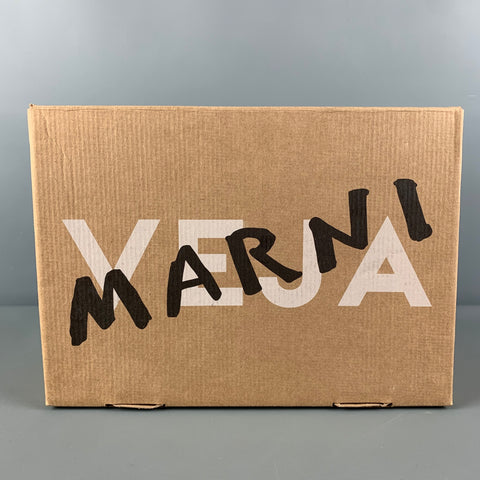 MARNI x VEJA Size 10.5 White Black Scribble Leather High Top Sneakers