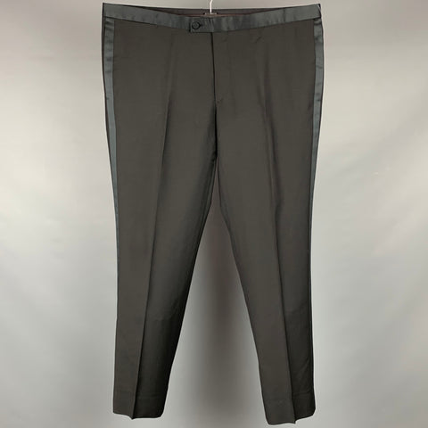 J. LINDEBERG Size 36 Black Wool Slim Fit Tuxedo Dress Pants