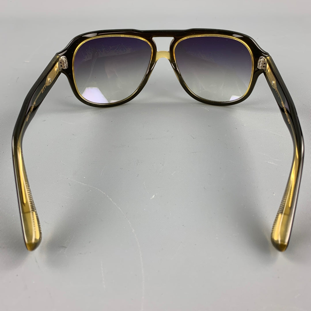 DITA Black Acetate Drop Sunglasses