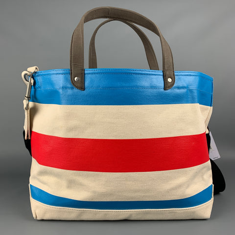 JACK SPADE Multi-Color Stripe Cotton Canvas Tote Bag