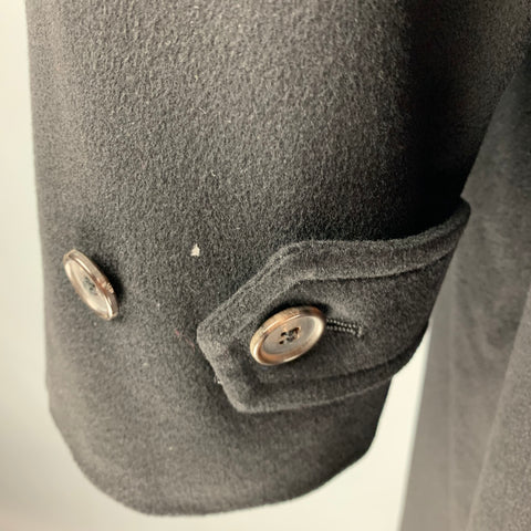 FACONNABLE Size 48 Black Cashmere Hidden Buttons Coat